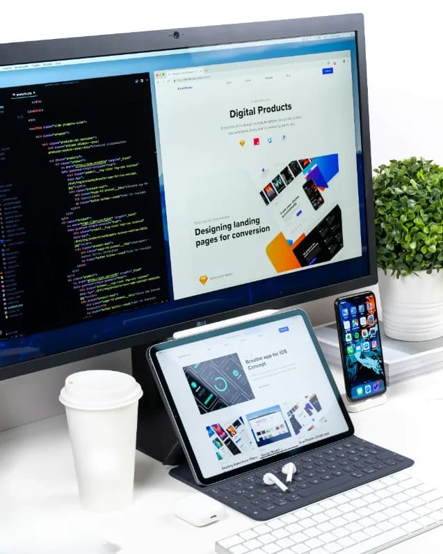 Aplicación móvil y web en pantalla